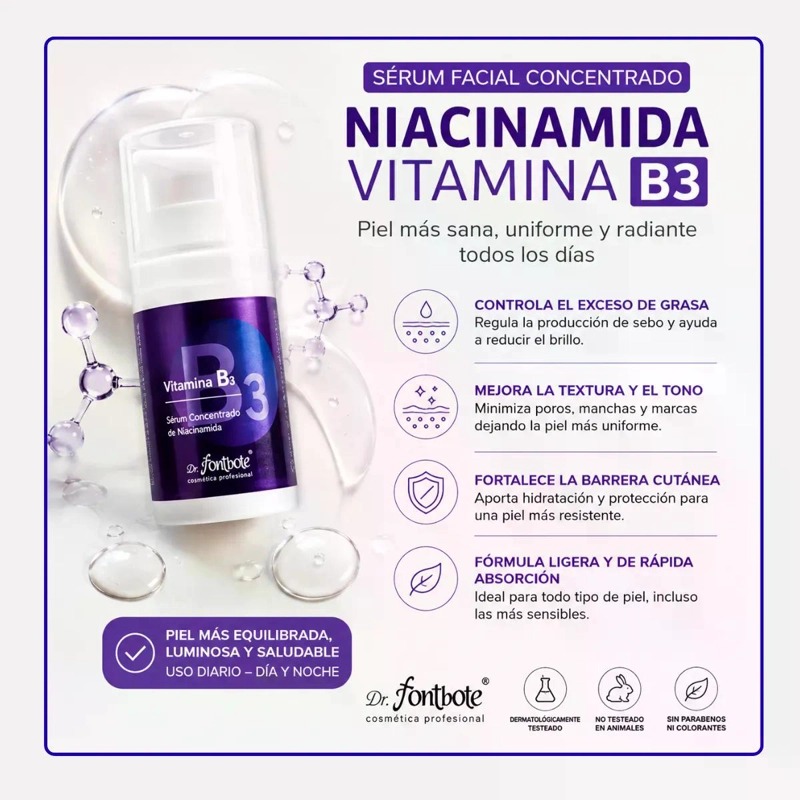 2094 - SERUM VITAMINA B3 - NIACINAMIDA 30 G DR FONTBOTE - 3