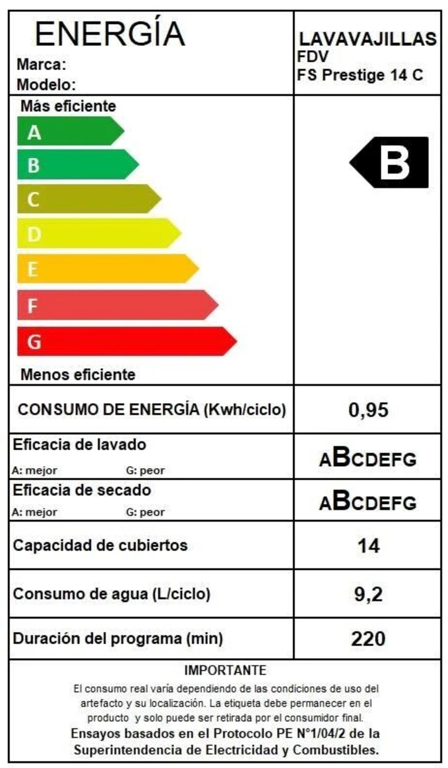 LAVAVAJILLAS FREE STANDING FDV PRESTIGE 14 CUBIERTOS NEGRO - 8