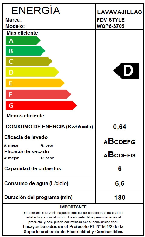 LAVAVAJILLAS FDV 6 CUBIERTOS STYLE INTEGRADO - 3