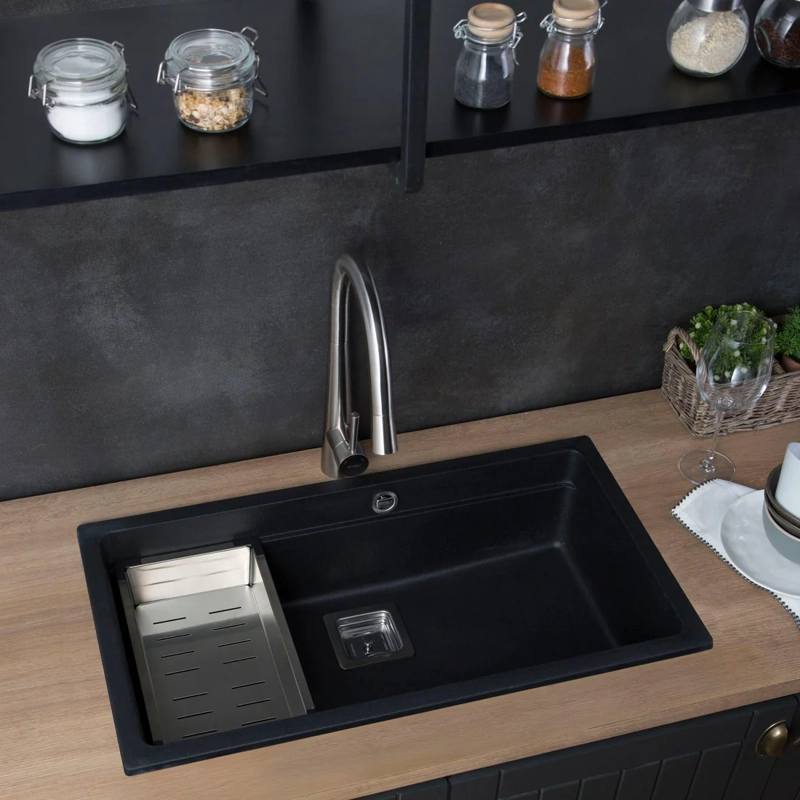 LAVAPLATOS SOBRE CUBIERTA DELUXE GRANITO NEGRO FDV - 3