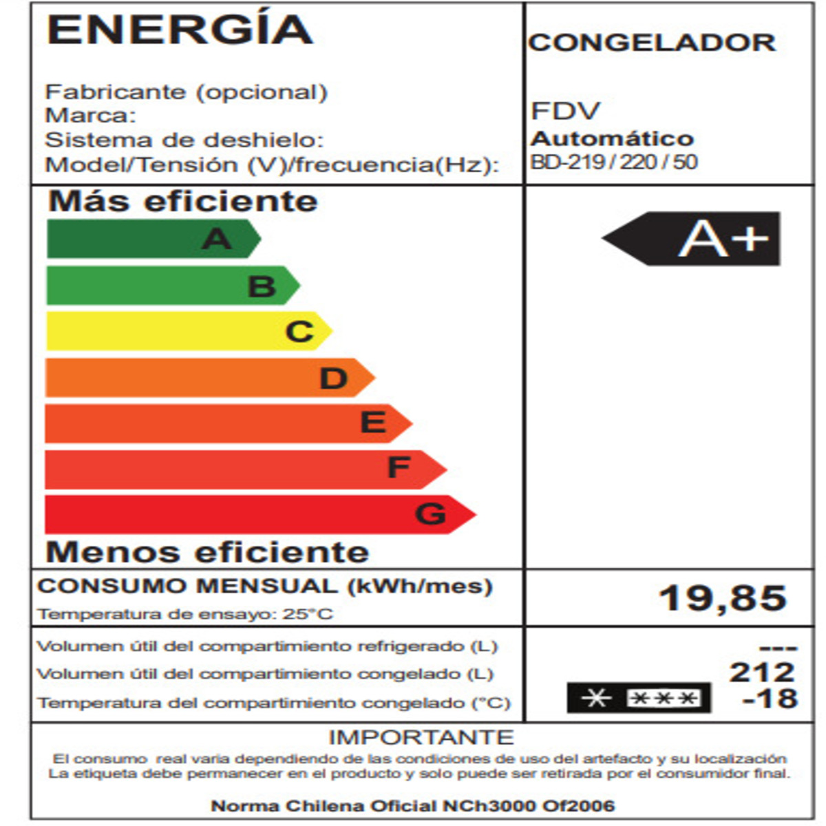 Freezer Integrado Artic 212 Lts FDV - 8