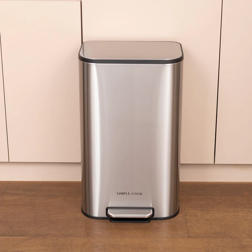 BASURERO 30L CON PEDAL MATE Y ANTI HUELLAS SIMPLE COOK - 1