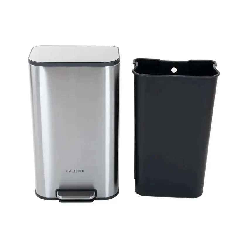 BASURERO 30L CON PEDAL MATE Y ANTI HUELLAS SIMPLE COOK - 6