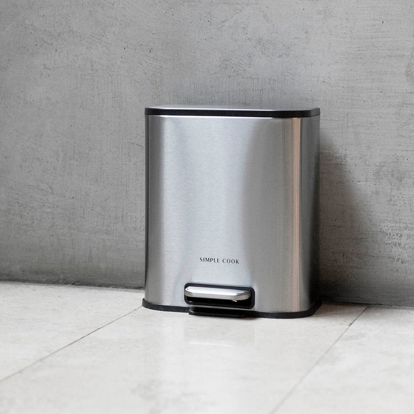 BASURERO 5L CON PEDAL MATE Y ANTI HUELLAS SIMPLE COOK - 2
