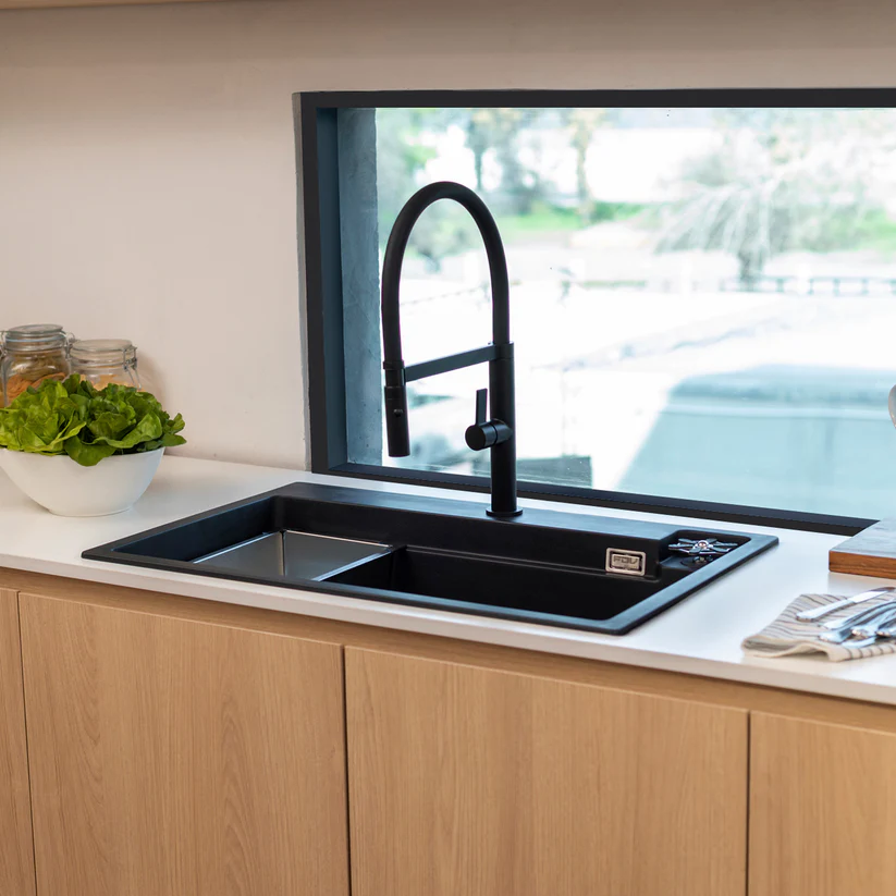 LAVAPLATOS SMART WASH GRANITO NEGRO + GRIFERIA FDV DELUXE - 3