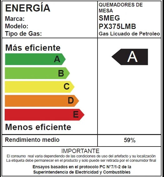 ENCIMERA GAS 70-75CM 5Q PX375LMB SMEG - 3