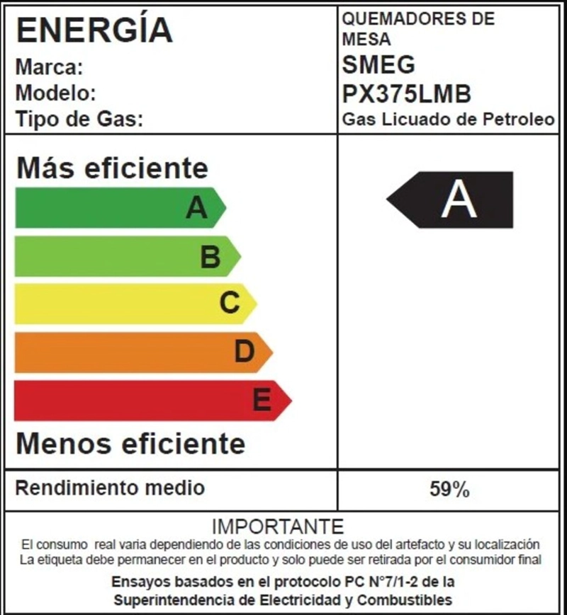 ENCIMERA GAS 70-75CM 5Q PX375LMB SMEG - 9