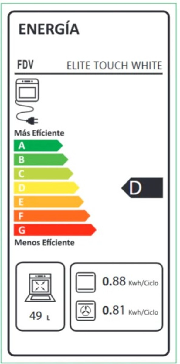 FDV HORNO ELE CTRICO EMPOTRABLE 52 LTS ELITE TOUCH BLANCO - 3