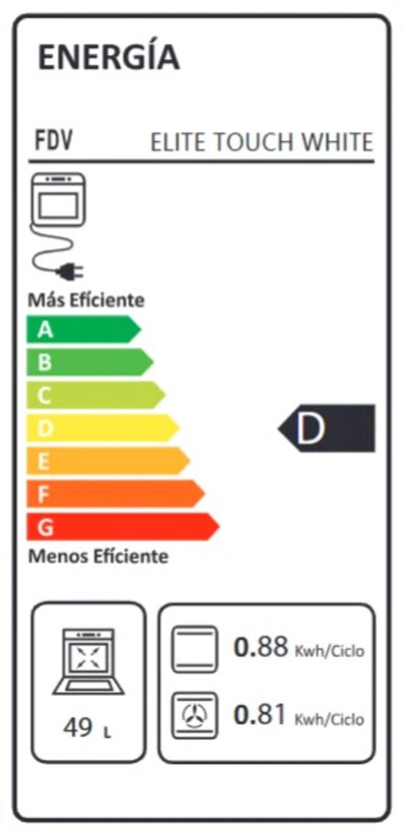 FDV HORNO ELE CTRICO EMPOTRABLE 52 LTS ELITE TOUCH BLANCO - 10