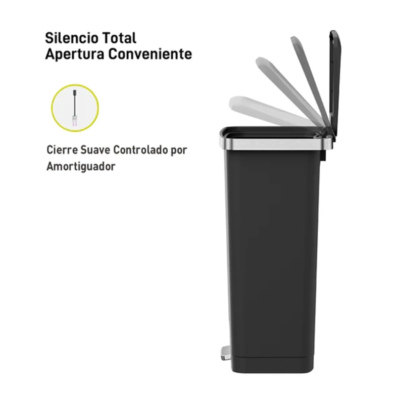 BASURERO PLASTICO EKO NEGRO CON PEDAL 45L - 5