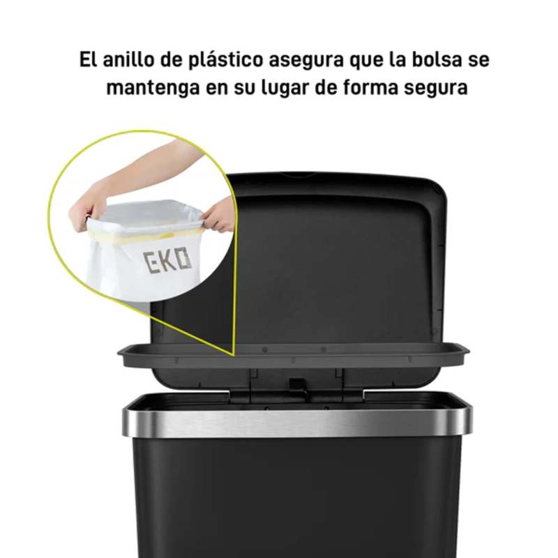 BASURERO PLASTICO EKO NEGRO CON PEDAL 45L - 6