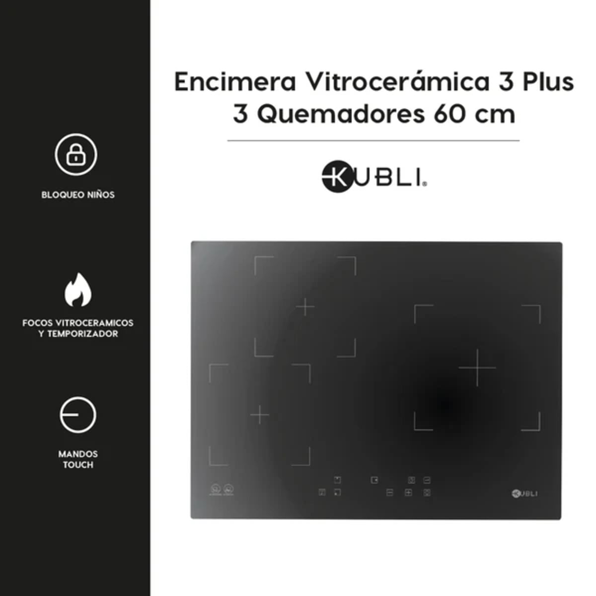 Encimera Vitrocerámica 3 Plus 3 Quemadores 60 cm Kubli - 4