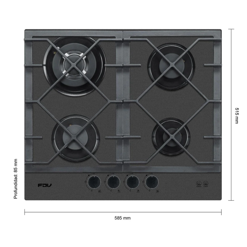 ENCIMERA A GAS NAT SIGNATURE 4 QUEMADORES BLACK MATT  FDV - 2