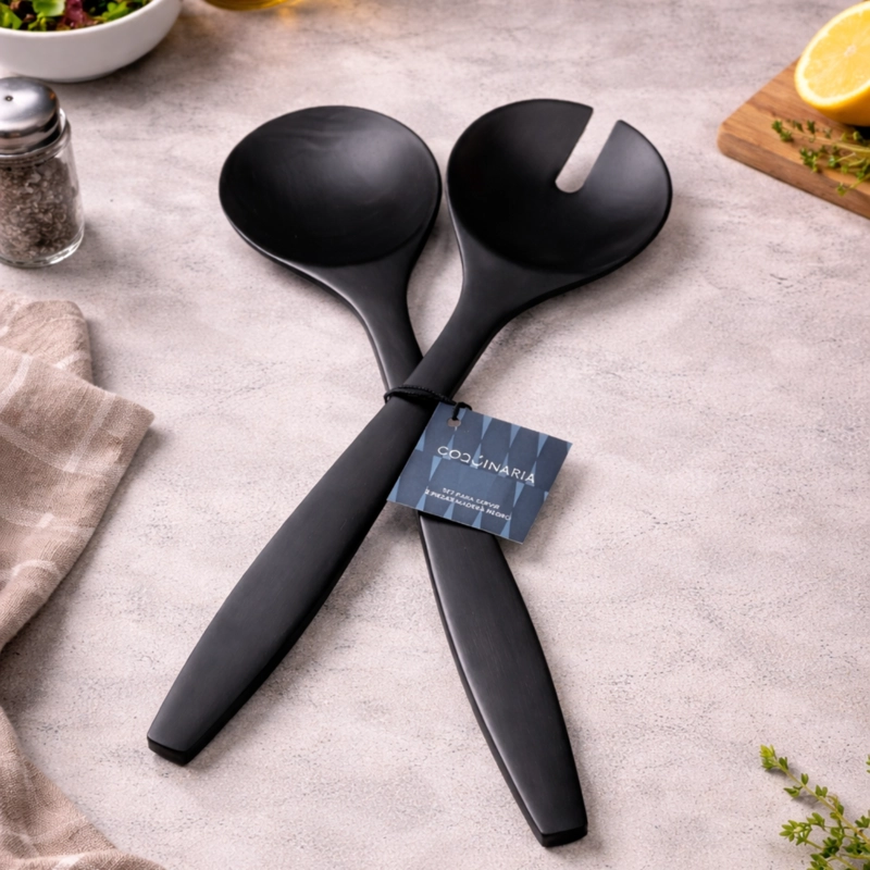 SET PARA SERVIR 2 PCS MADERA NEGRA COQUINARIA - 8