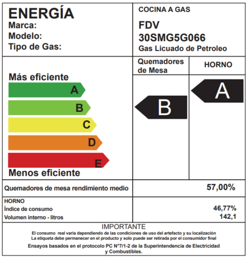 COCINA A GAS LICUADO FREESTANDING VULCANO 5 QUEMADORES FDV - 5