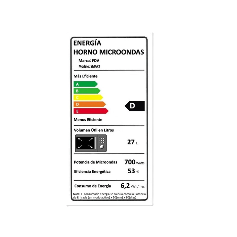 MICROONDAS EMPOTRADO FDV DELUXE SMART - 27 LITROS - 10