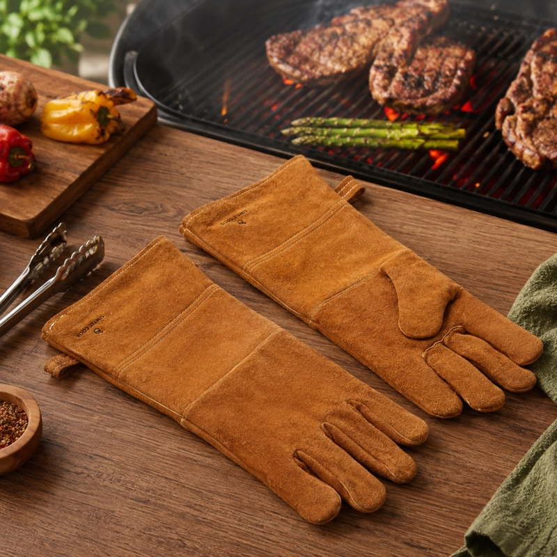 GUANTES DE CUERO PARA PARRILLA SIMPLE COOK - 2