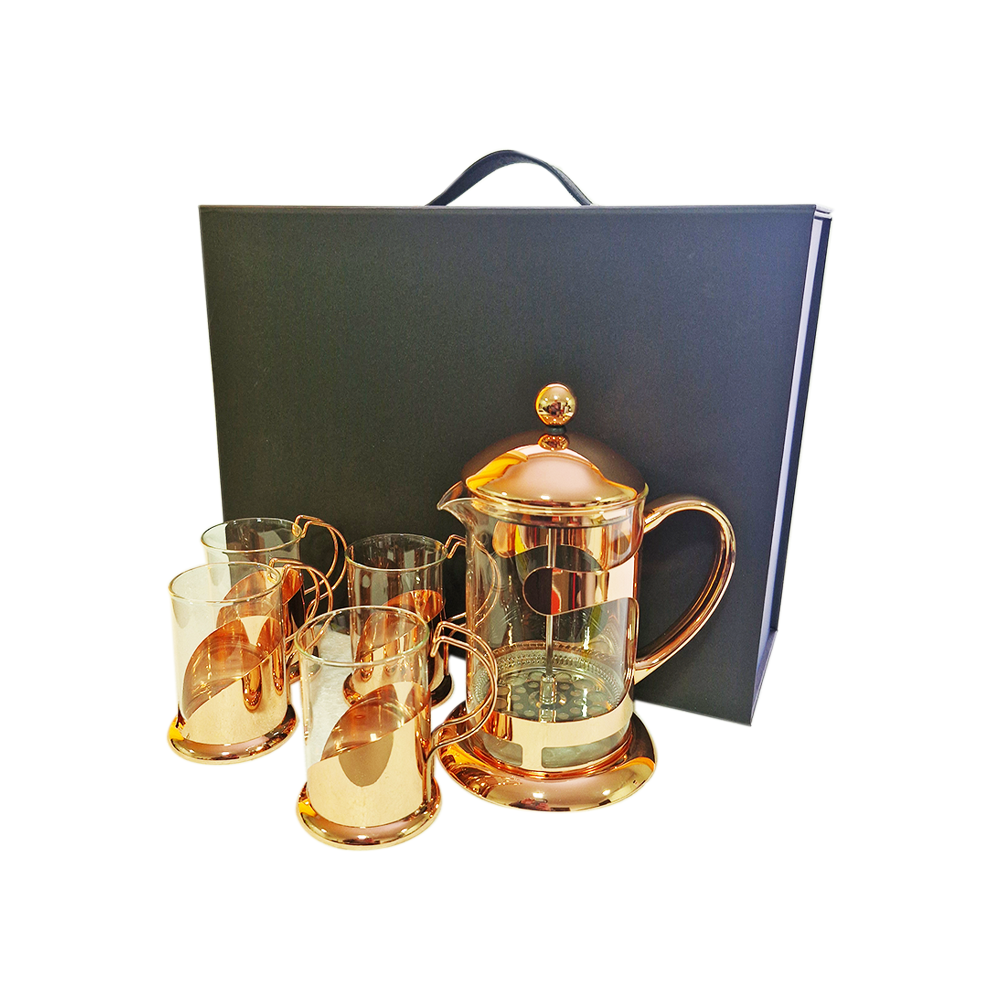 SET CAFETERA Y 4 TAZAS DE CAFÉ COBRIZADOS PERFECT CLASS - 4