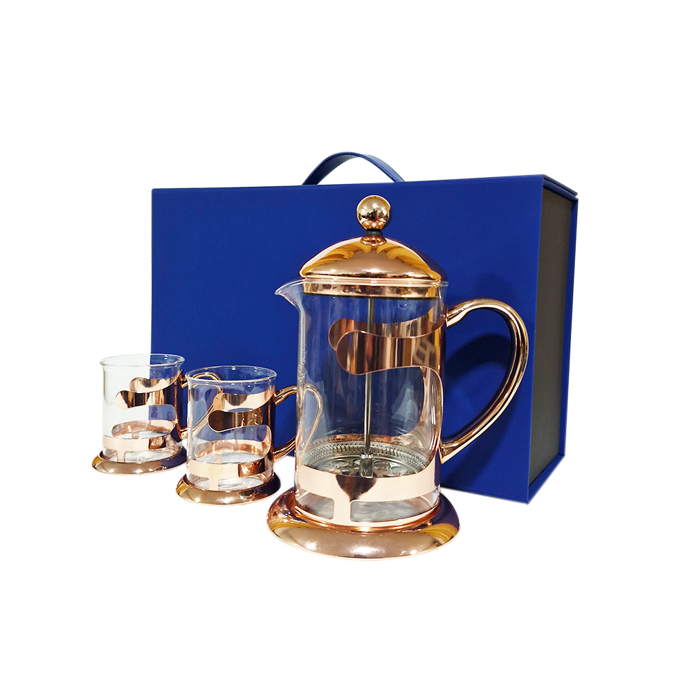 SET CAFETERA Y 2 TAZAS DE CAFÉ COBRIZADOS PERFECT CLASS - 2