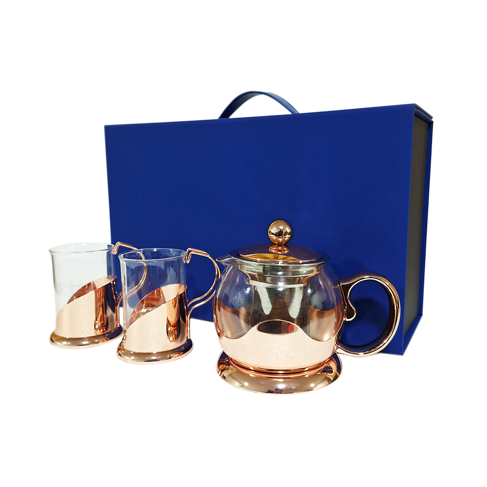 SET TETERA Y 2 TAZAS DE TÉ COBRIZADAS PERFECT CLASS - 2