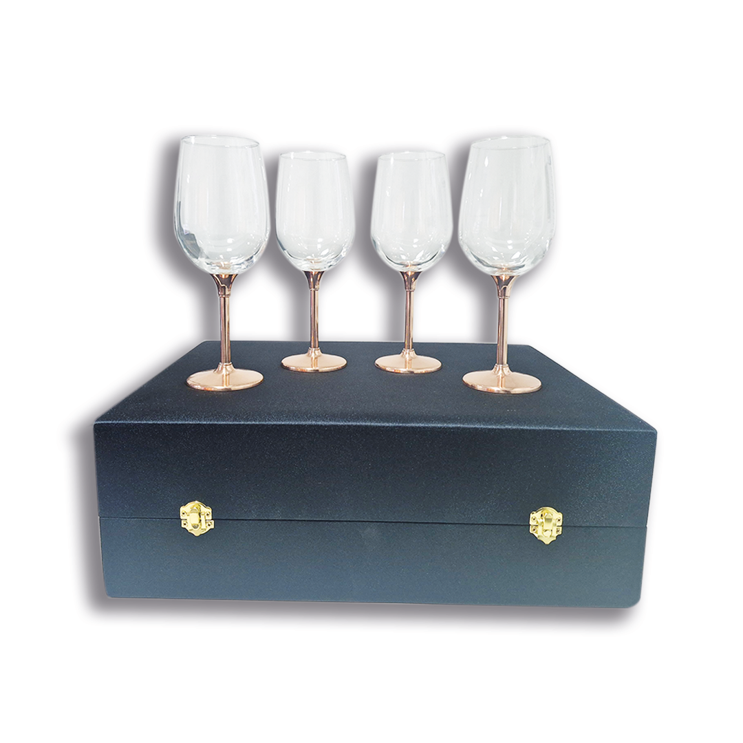 SET 4 COPAS VINO ALTA CON PIE DE COBRE PERFECT CLASS - 1