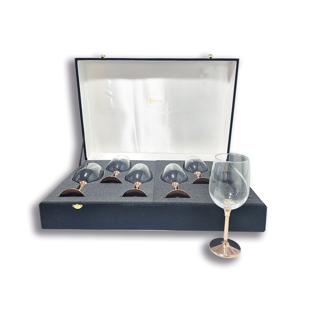 SET 6 COPAS VINO ALTA CON PIE DE COBRE PERFECT CLASS - 2