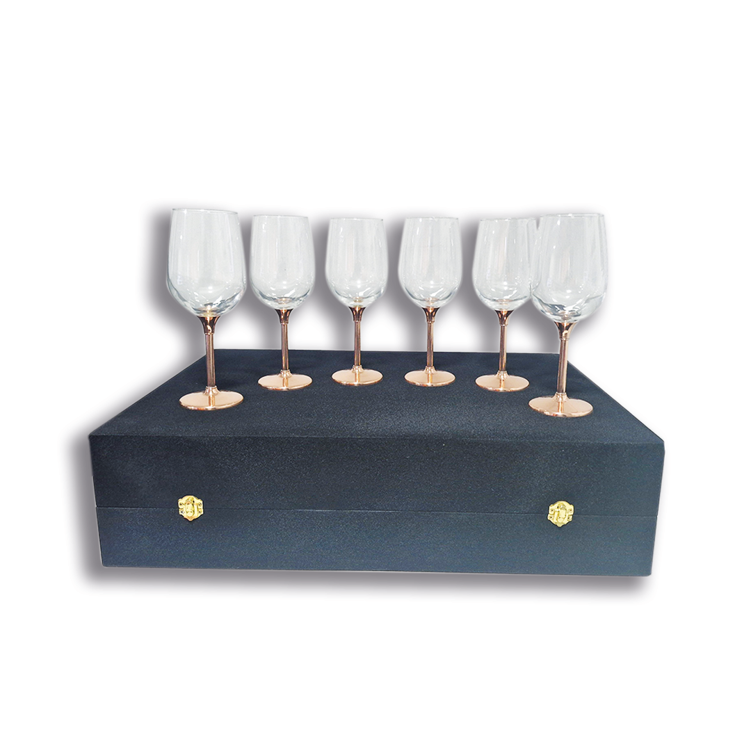SET 6 COPAS VINO ALTA CON PIE DE COBRE PERFECT CLASS - 3