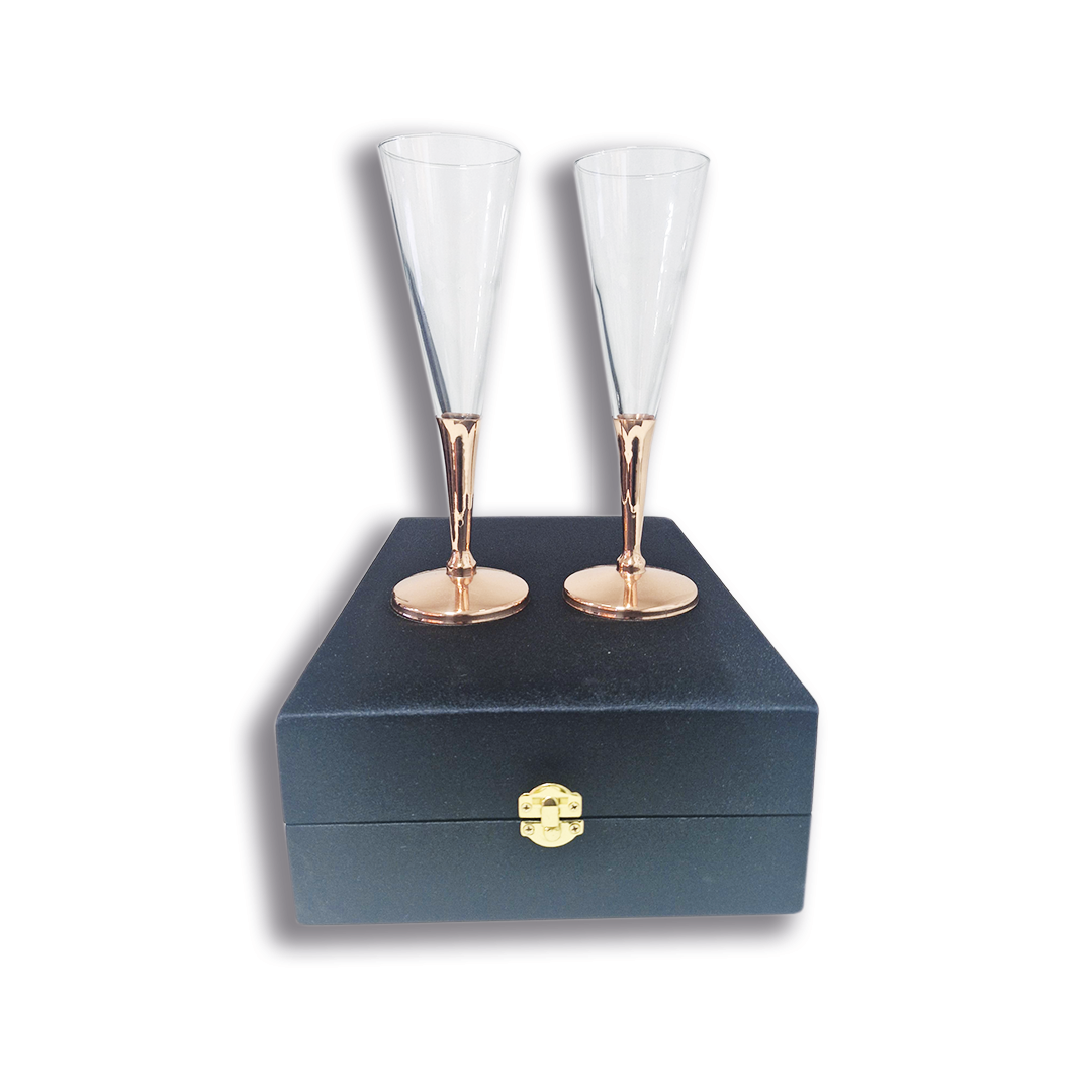 SET 2 COPAS ESPUMANTE CON PIE DE COBRE PERFECT CLASS - 1