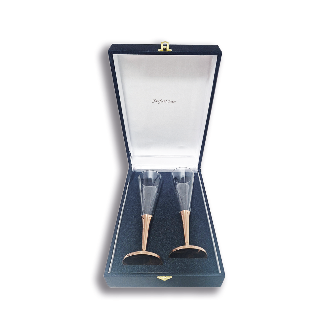 SET 2 COPAS ESPUMANTE CON PIE DE COBRE PERFECT CLASS - 5