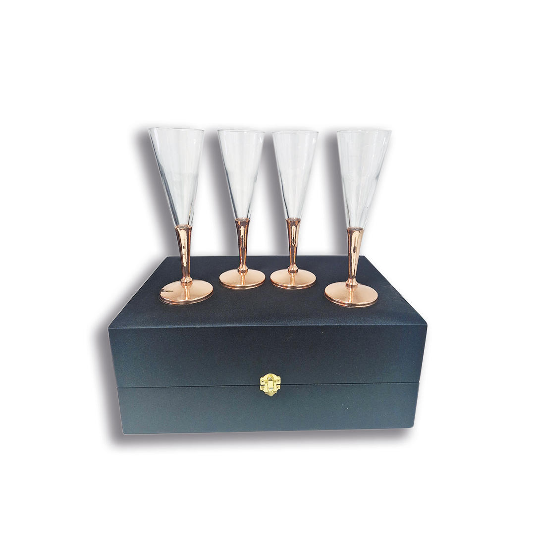 SET 4 COPAS ESPUMANTE CON PIE DE COBRE PERFECT CLASS - 1