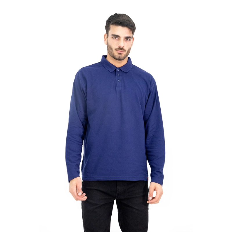 POLERA PIQUE QUEBEC MANGA LARGA AZUL HOMBRE - 1
