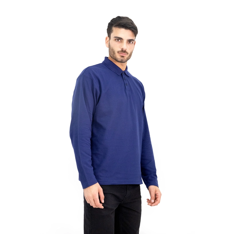POLERA PIQUE QUEBEC MANGA LARGA AZUL HOMBRE - 2