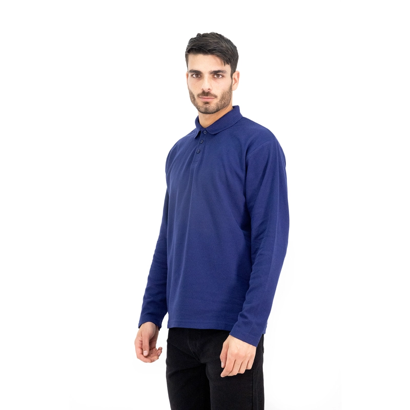 POLERA PIQUE QUEBEC MANGA LARGA AZUL HOMBRE - 3
