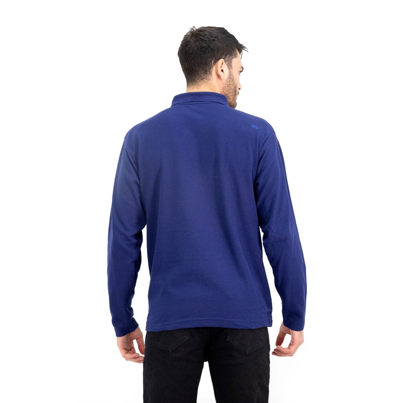 POLERA PIQUE QUEBEC MANGA LARGA AZUL HOMBRE - 4