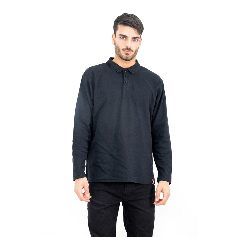 POLERA PIQUE QUEBEC MANGA LARGA NEGRO HOMBRE - 1