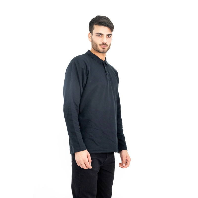 POLERA PIQUE QUEBEC MANGA LARGA NEGRO HOMBRE - 2