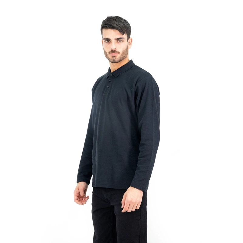 POLERA PIQUE QUEBEC MANGA LARGA NEGRO HOMBRE - 3