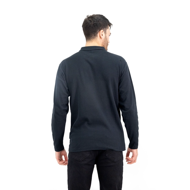 POLERA PIQUE QUEBEC MANGA LARGA NEGRO HOMBRE - 4