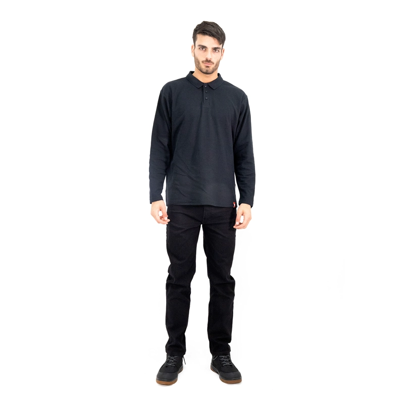 POLERA PIQUE QUEBEC MANGA LARGA NEGRO HOMBRE - 5