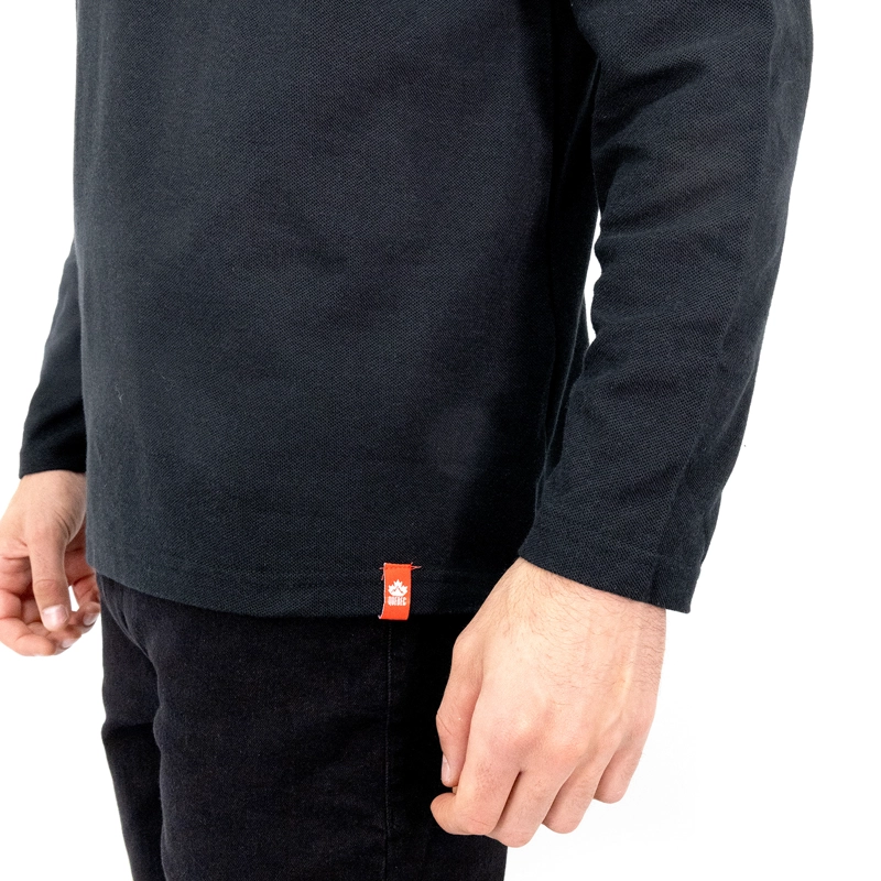 POLERA PIQUE QUEBEC MANGA LARGA NEGRO HOMBRE - 6