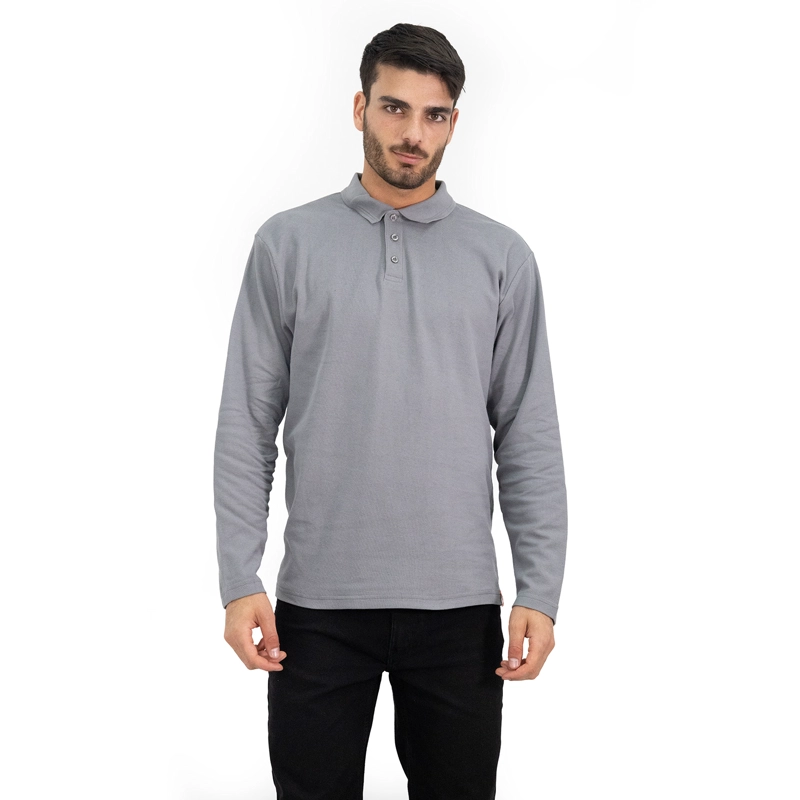 POLERA PIQUE QUEBEC MANGA LARGA GRIS HOMBRE - 1