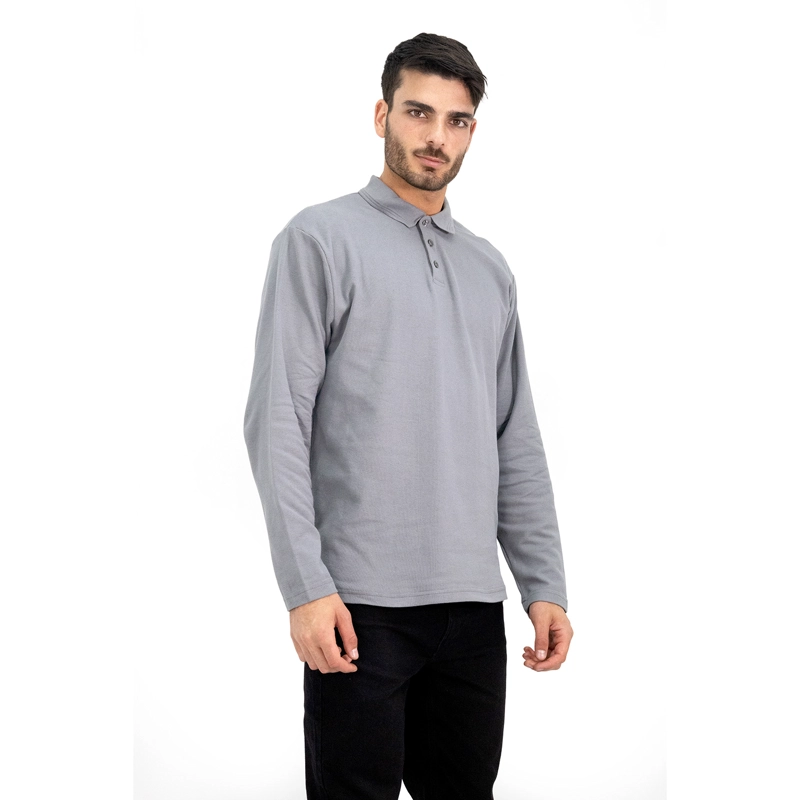 POLERA PIQUE QUEBEC MANGA LARGA GRIS HOMBRE - 2