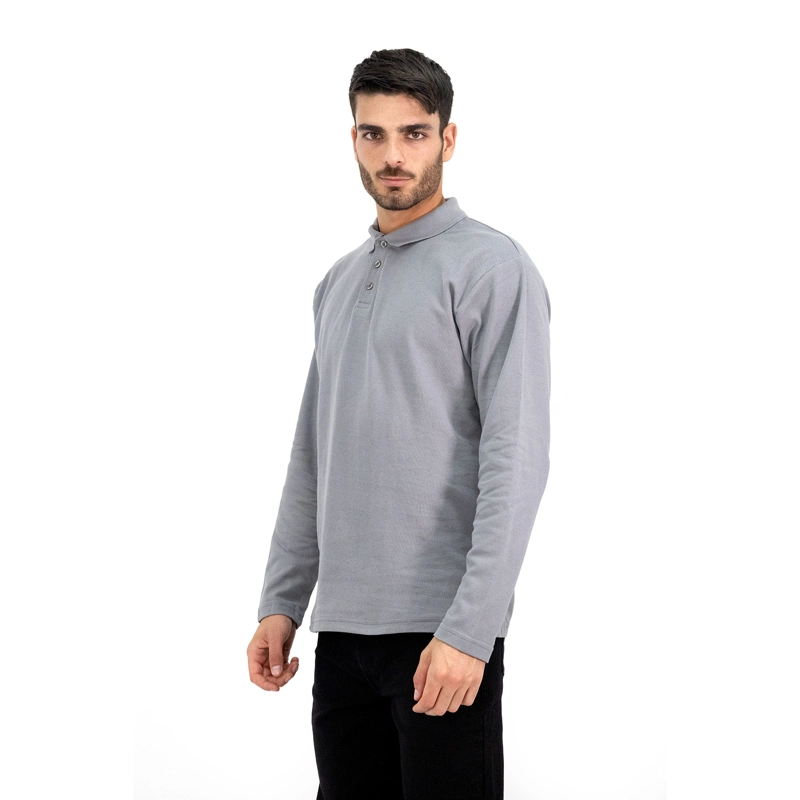 POLERA PIQUE QUEBEC MANGA LARGA GRIS HOMBRE - 3