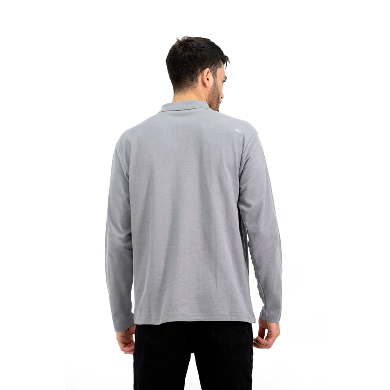 POLERA PIQUE QUEBEC MANGA LARGA GRIS HOMBRE - 4