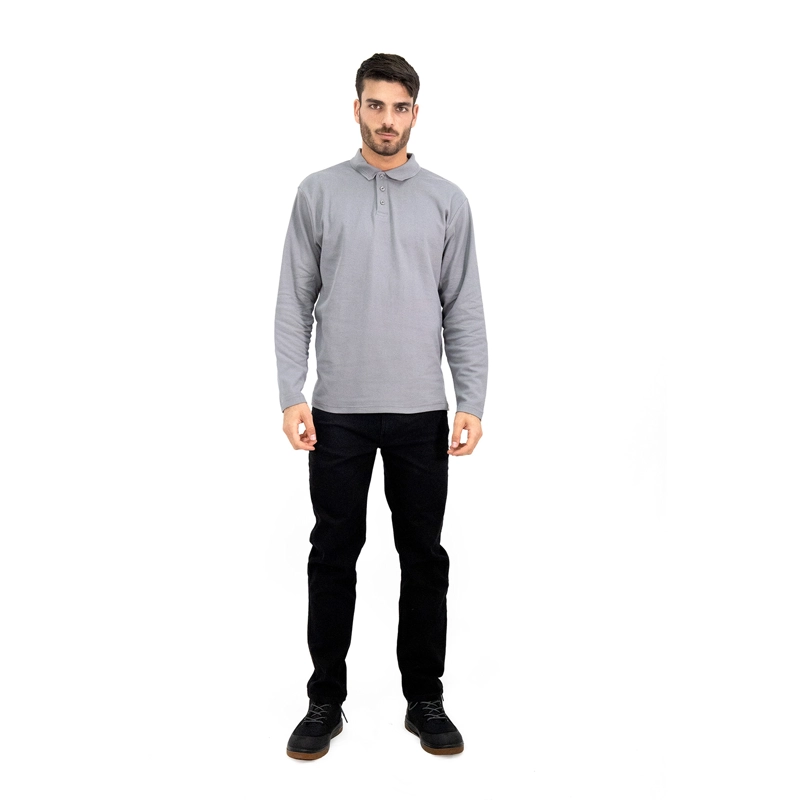 POLERA PIQUE QUEBEC MANGA LARGA GRIS HOMBRE - 5