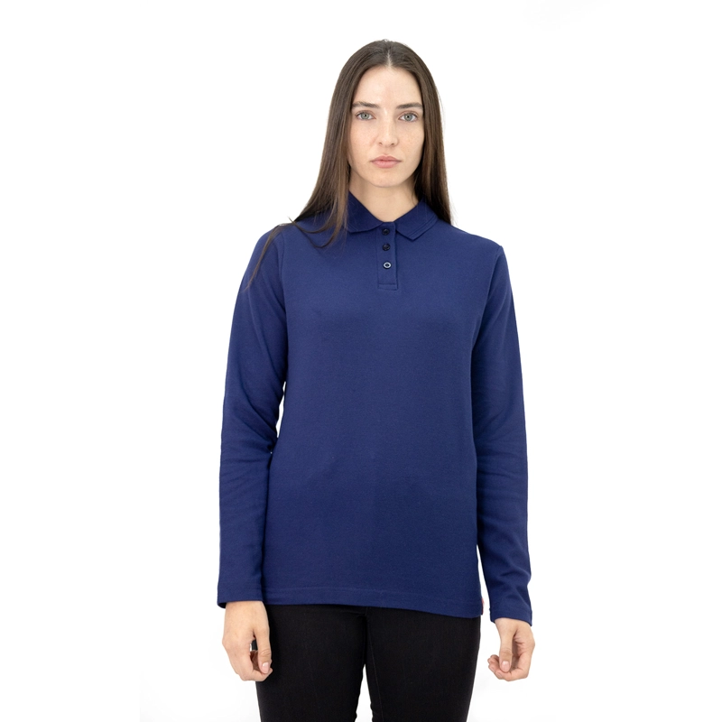 POLERA PIQUE QUEBEC MANGA LARGA AZUL MUJER - 1