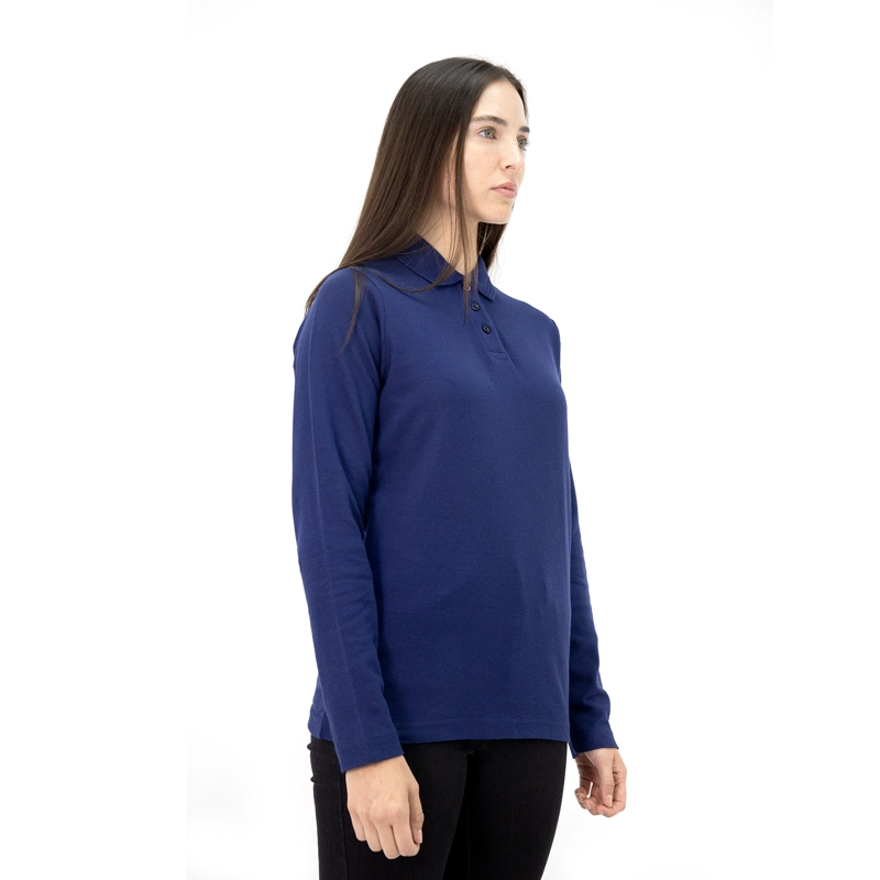 POLERA PIQUE QUEBEC MANGA LARGA AZUL MUJER - 2