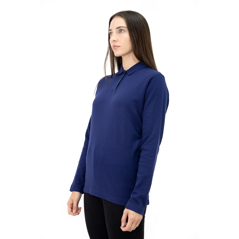 POLERA PIQUE QUEBEC MANGA LARGA AZUL MUJER - 3