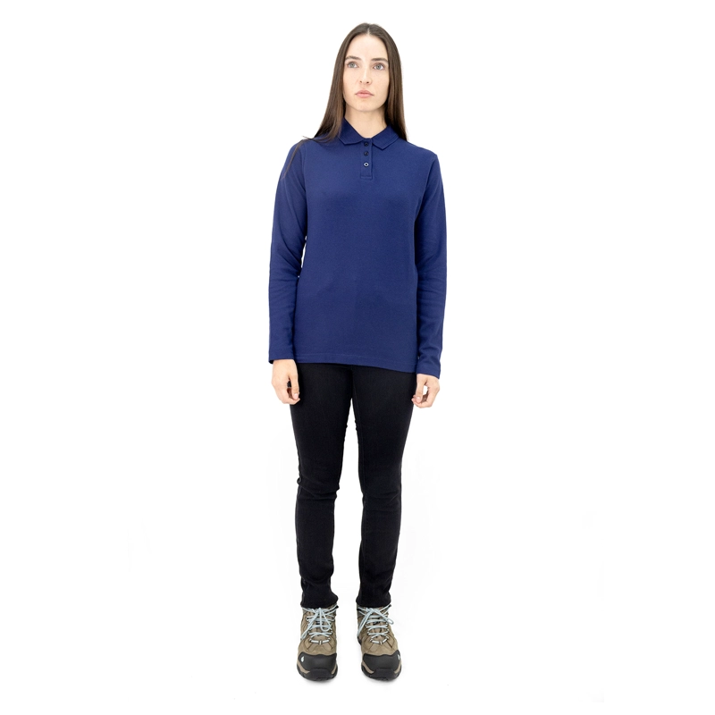 POLERA PIQUE QUEBEC MANGA LARGA AZUL MUJER - 5