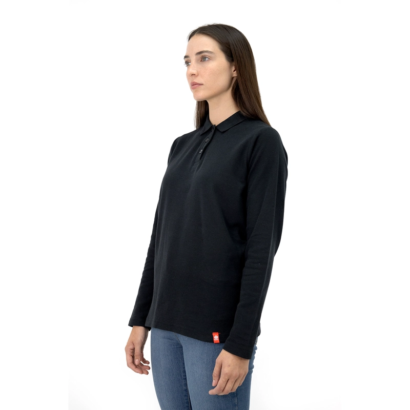 POLERA PIQUE QUEBEC MANGA LARGA NEGRO MUJER - 3